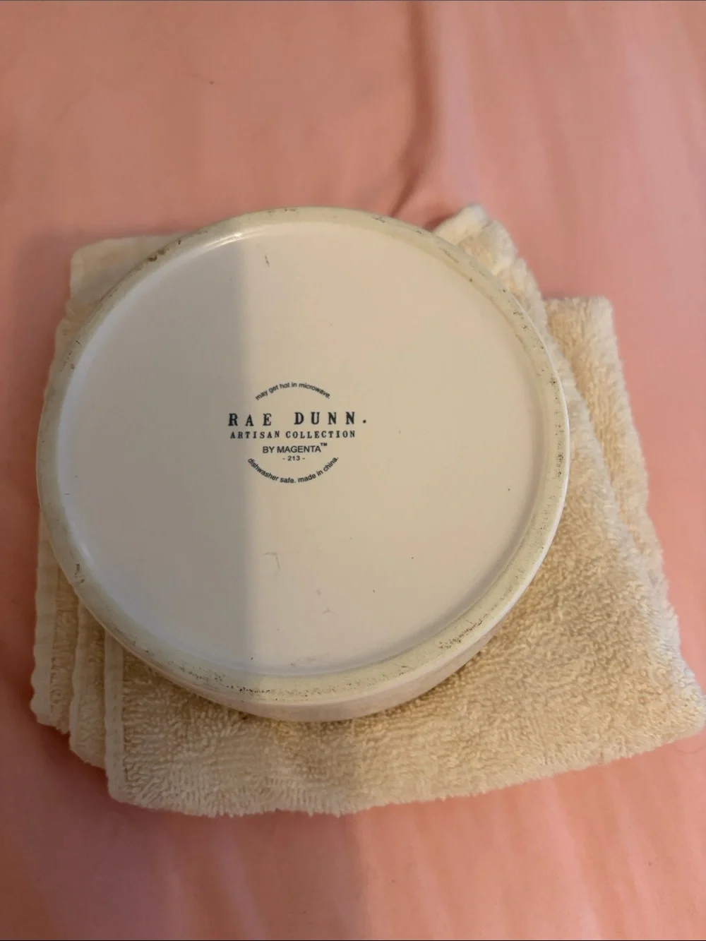 Rae Dunn White Ceramic Pet Bowl with Black 'DRINK UP' Lettering